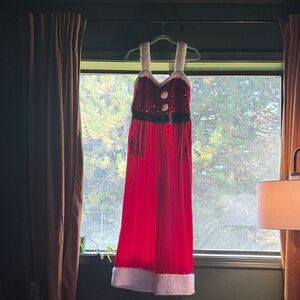 Red Santa Dress with White Fur Trim
